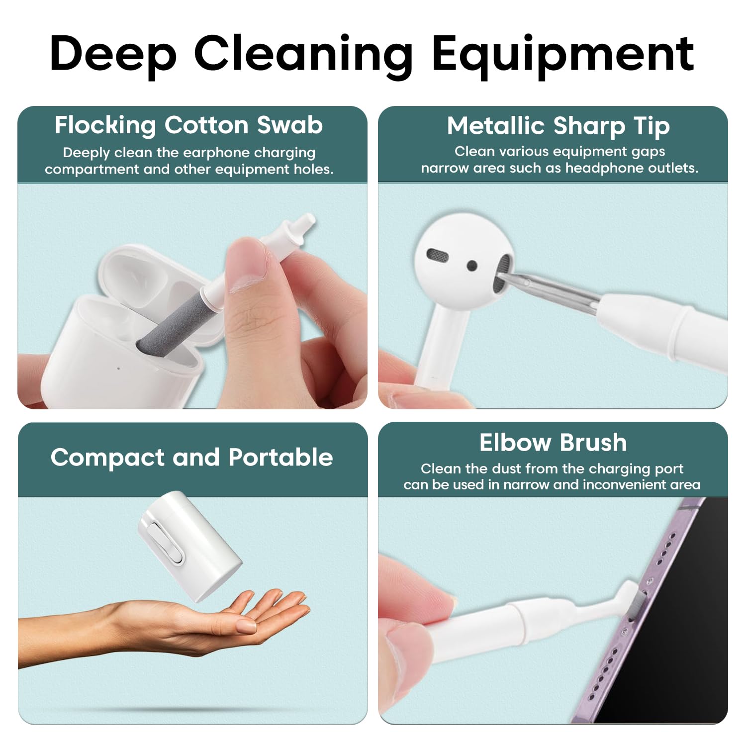 Sounce Cleaning Soft Brush 5 in 1 Multi Function Electronics Cleaning Kit, Gadget Cleaning Kit, Computer Cleaning Tools, Extension Rod, Cleaner for Earbuds, Earphone, Mobile Speakers & Jacks