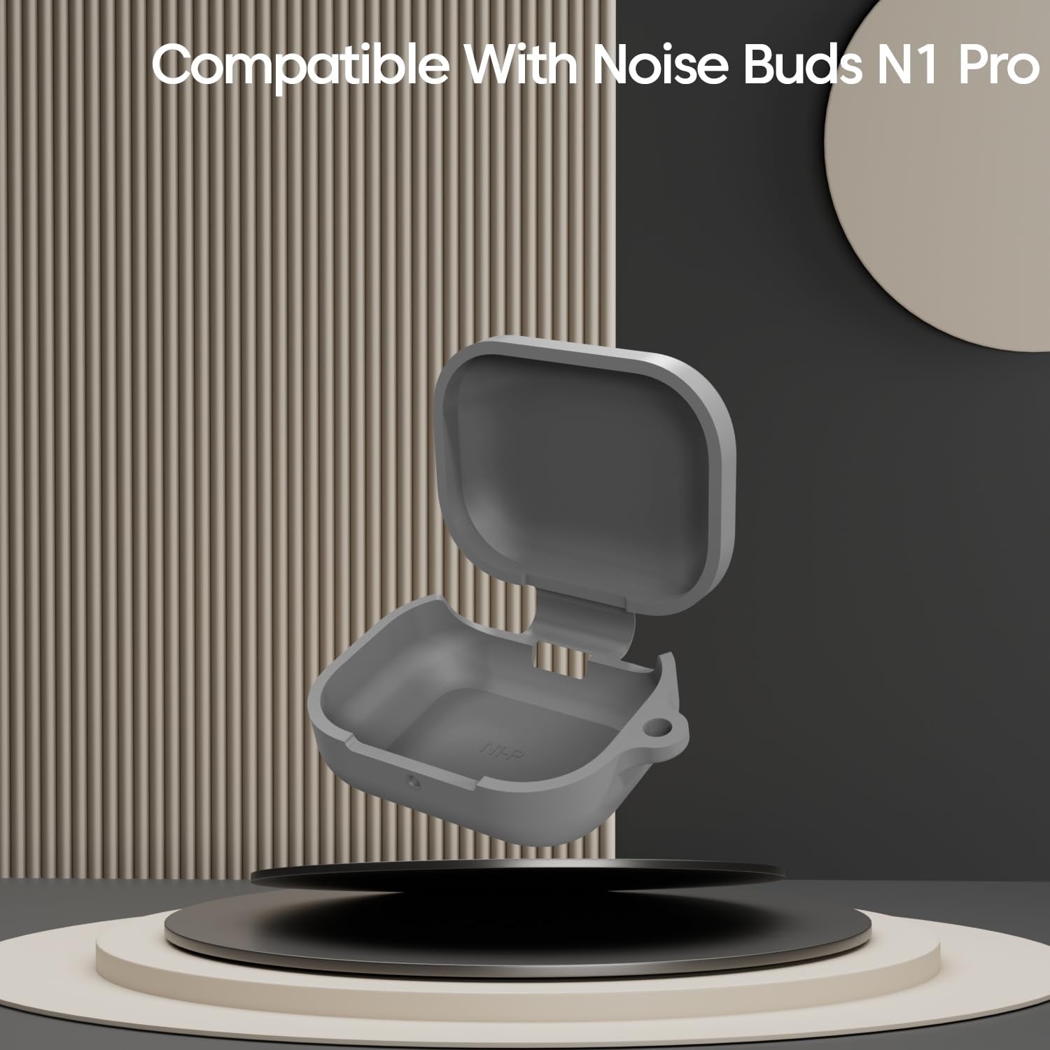 Sounce Silicone Case Cover for Noise Buds N1 Pro, Portable Non-Slip Grip & Scratch-Resistant Protector with Carabiner Clip Full Protection Water Resistant, Shockproof Cover - Grey