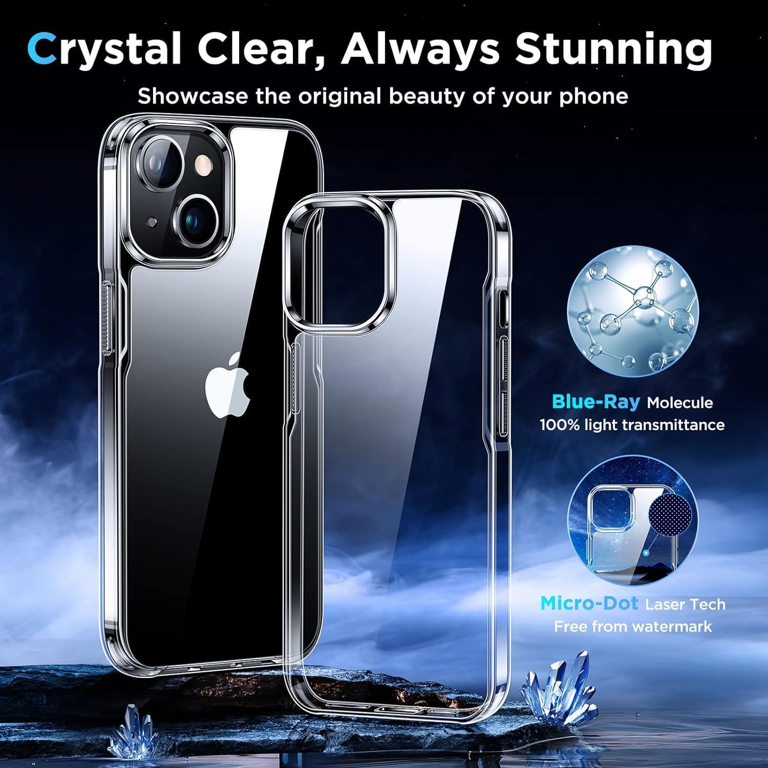Sounce Shockproof Transparent Hard Back Cover Scratch Resistant Case Premium Clarity Armor Sleek Design Shield with Polycarbonate Protection for iPhone 14[Crystal Transparent]