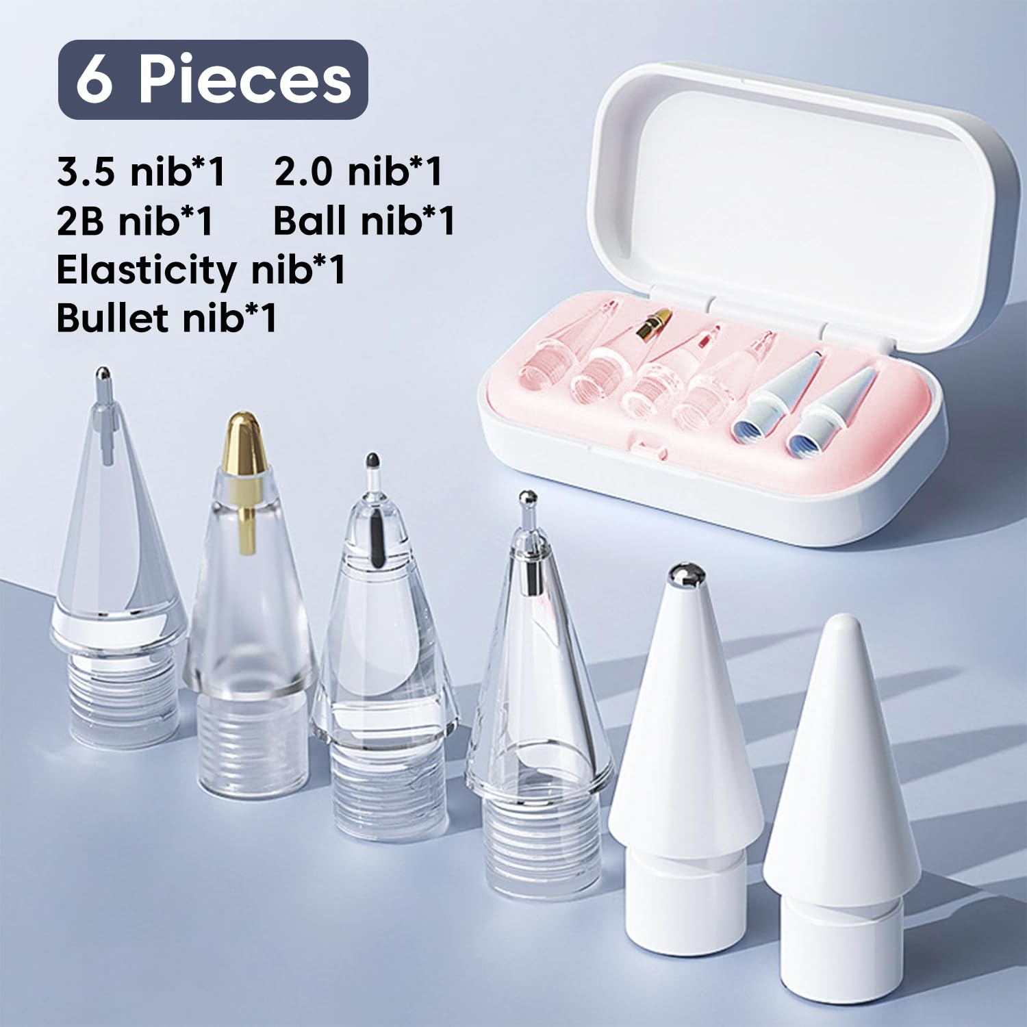 Sounce 6-Piece Apple Pencil Tips for Apple Pencil 2nd/1st Generation and Apple Pencil Pro/USB-C, Durable Highly Sensitive Precise POM Replacement Tip for iPad Pro/Mini/Air