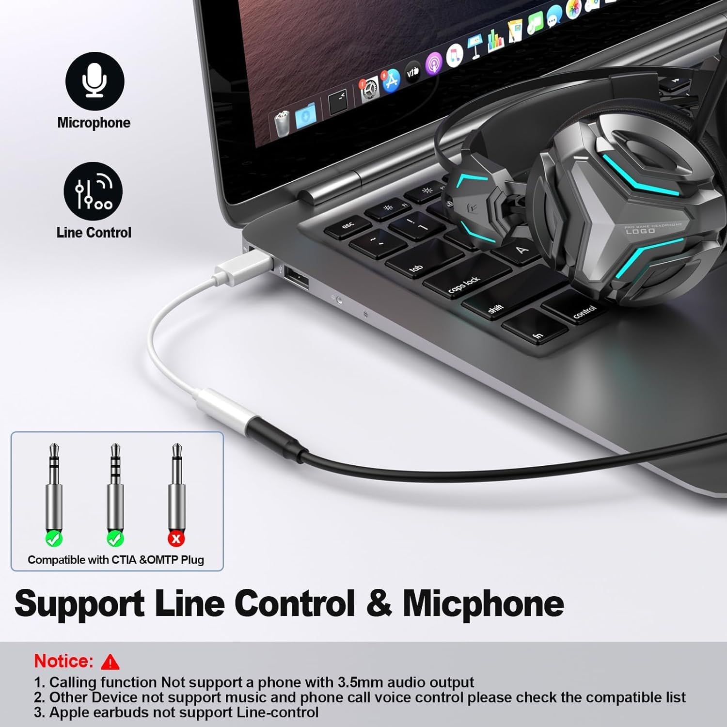 Sounce Type C to 3.5mm Headphone Jack Adapter for iPhone 15/15 Pro/Pro Max/Plus, Type C Aux Dongle Cable Cord Compatible with iPad, MacBook & iOS Devices