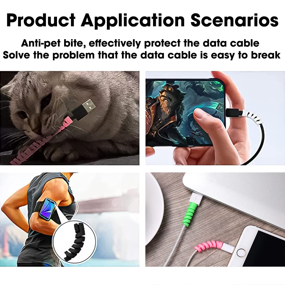 Sounce Spiral Charger 12 Pcs Cable Protector Data Cable Saver Charging Cord Protective Cable Cover Headphone MacBook Laptop Earphone Cell Phone Set of 3