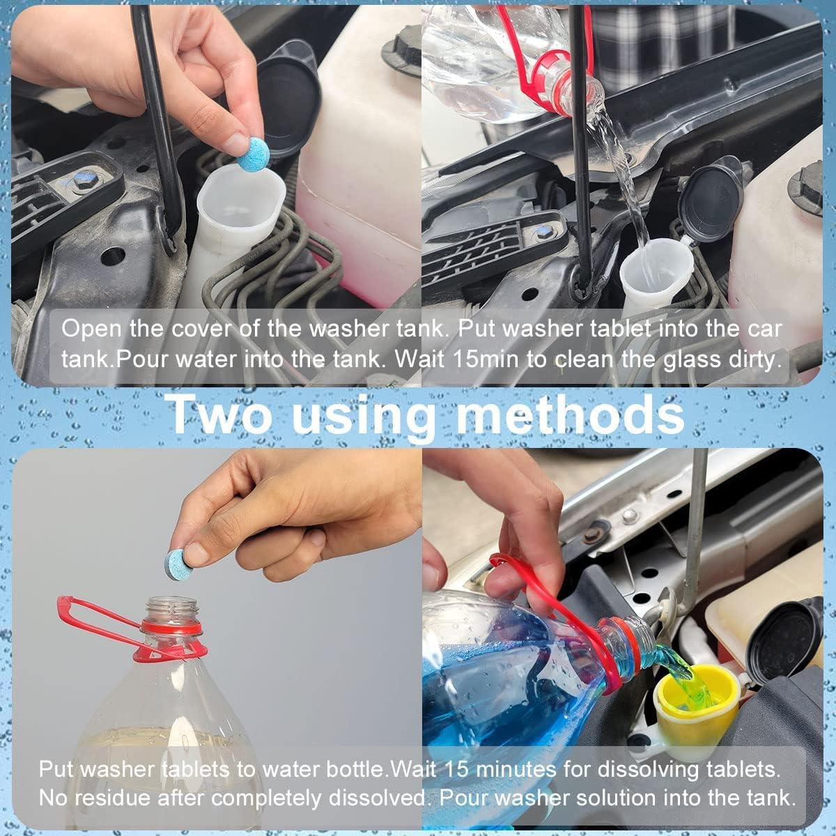Sounce Car Accessories in 10PCS/1Set Car Wiper Cleaning Detergent Effervescent Tablets Washer Auto Windshield Cleaner Liquid Fluid Glass Wash Cleaning Tablets for Car Home Office Glass Window Washing