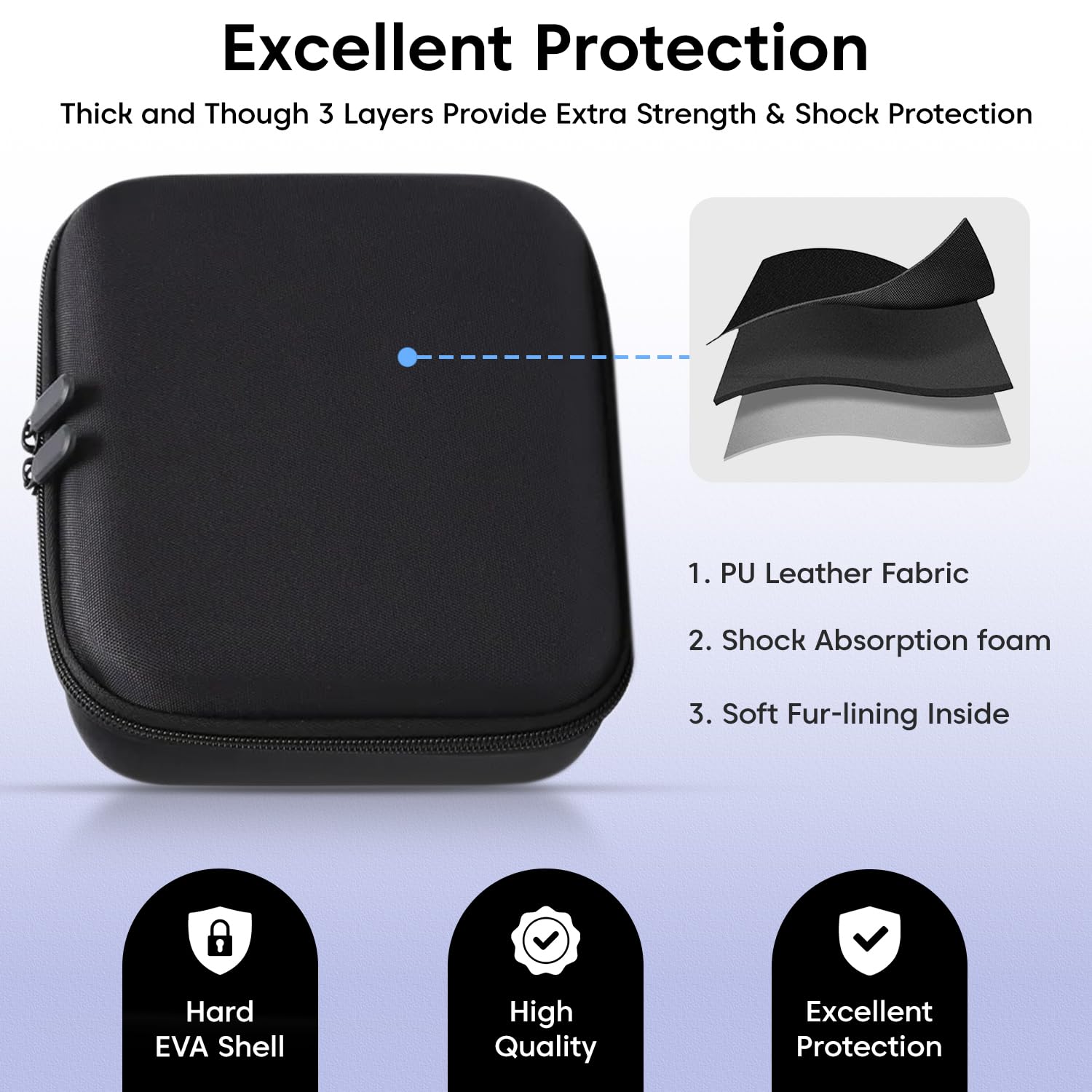 Sounce Hard Shell Nylon Storage Bag for DJI Osmo Mobile 3/4/4 SE – Waterproof & Shockproof Carrying Case with EVA Protection, Secure Elastic Bands &Gimbal Stabilizer & Accessories – Black