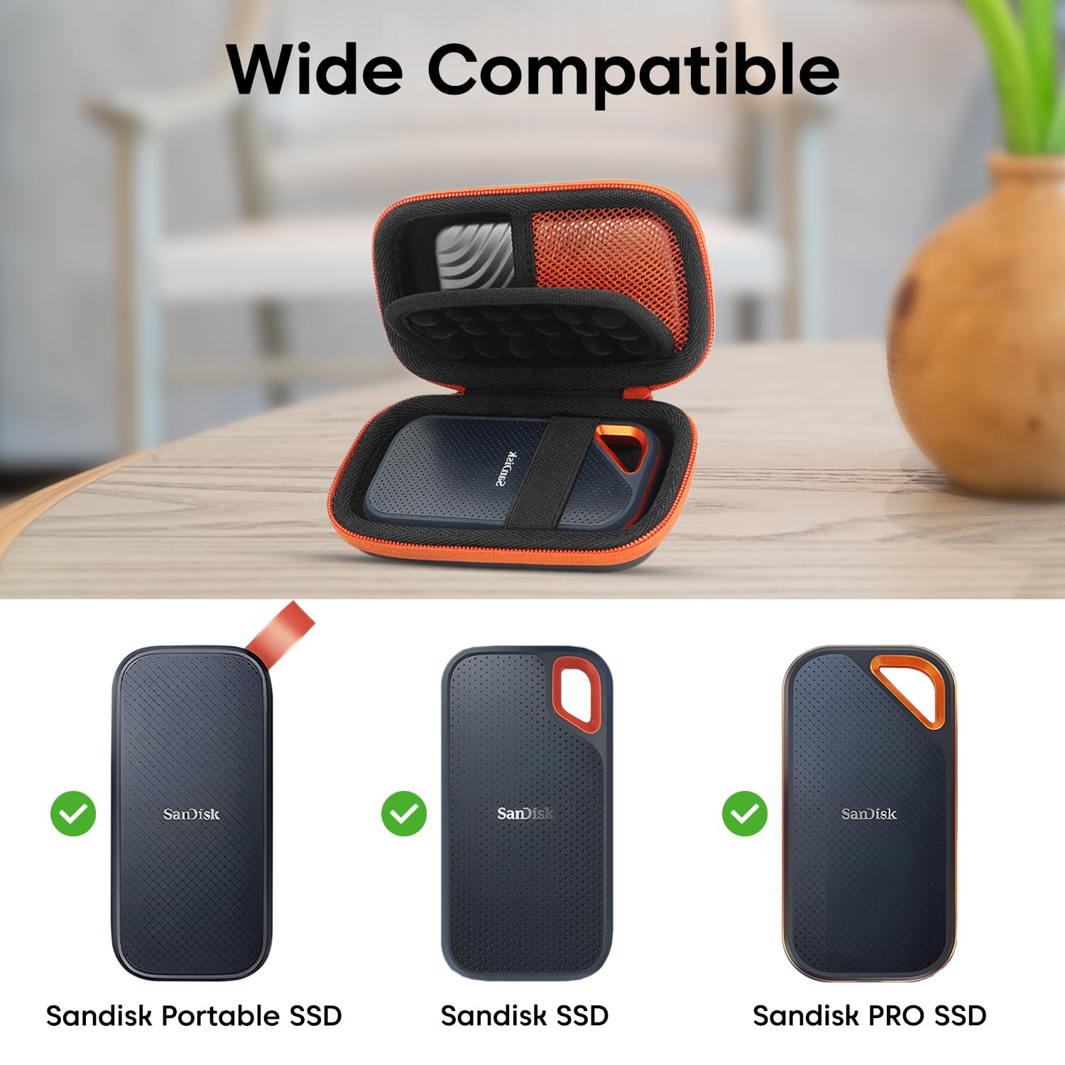 Sounce Protective Travel Case for SanDisk Extreme Pro/Extreme Portable SSD, Compatible with 500GB to 2TB External Drives, Compact Storage Cover Bag (SSD Not Included), Black