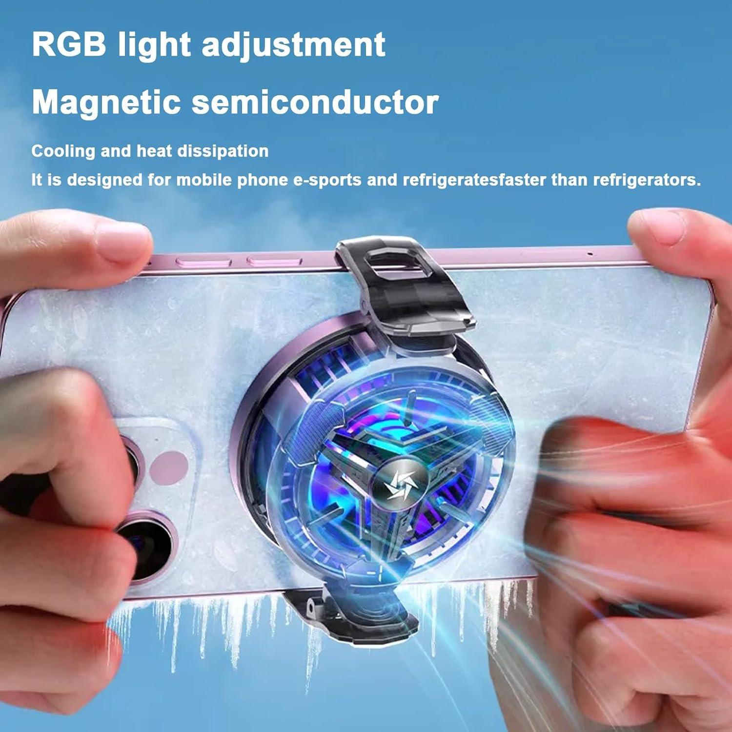 Sounce Phone Cooler, Led Gaming Mobile Cooler With Digital Display & RGB Lights, Magnetic Phone Radiator Fan for iPhone, Smartphones 4.5-7 Inches, Cooling Fan for Live Streaming