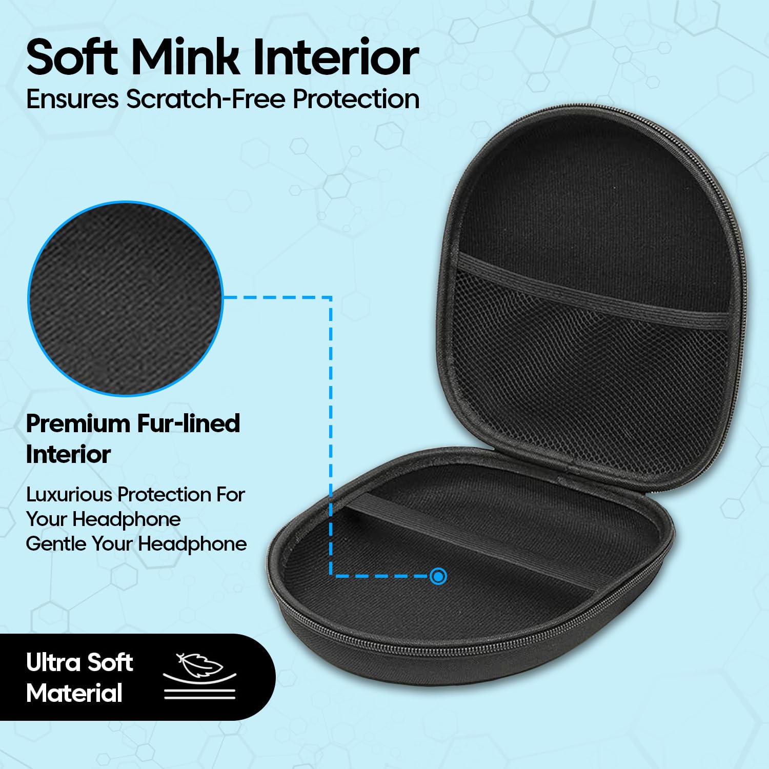 Sounce Headphone Case for Boat Rockerz 450, 480, 480 w/RGB, 450 Pro, 425, 410, 370, ZEBRONICS Thunder, Sony WH-CH520, MDR-ZX310AP, JBL Tune 510BT Hard EVA Shell Travel Pouch (Black)