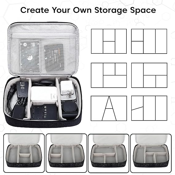 Sounce Double Layer Nylon Gadget Organizer Case – Electronic Accessories Storage Pouch for Cables, Chargers, Power Banks, Hard Disks & More – Travel Utility Bag – 27 x 20 x 9 cm