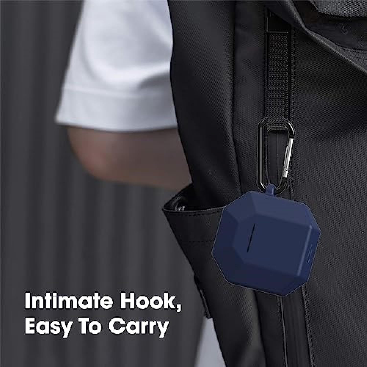 Sounce Portable Silicone Case Cover Scratch-Resistant, Non-Slip Grip, Carabiner Clip Compatible with Keychain for Boult Ammo Full Protection Water Resistant Shockproof Case Anti Fall Anti Dust (Blue)