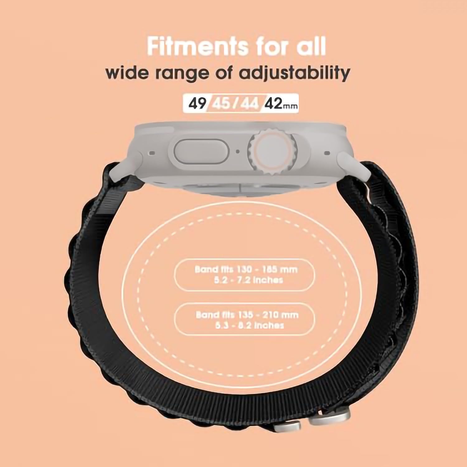 Sounce Nylon Loop Compatible For iWatch Band 49mm 45mm 44mm 42mm, iWatch Bands Nylon Sport Strap Women Men G-Hook Bracelet for iWatch Ultra/Ultra 2 Band Series 9 8 7 6 5 4 3 2 1 Series SE[Black]