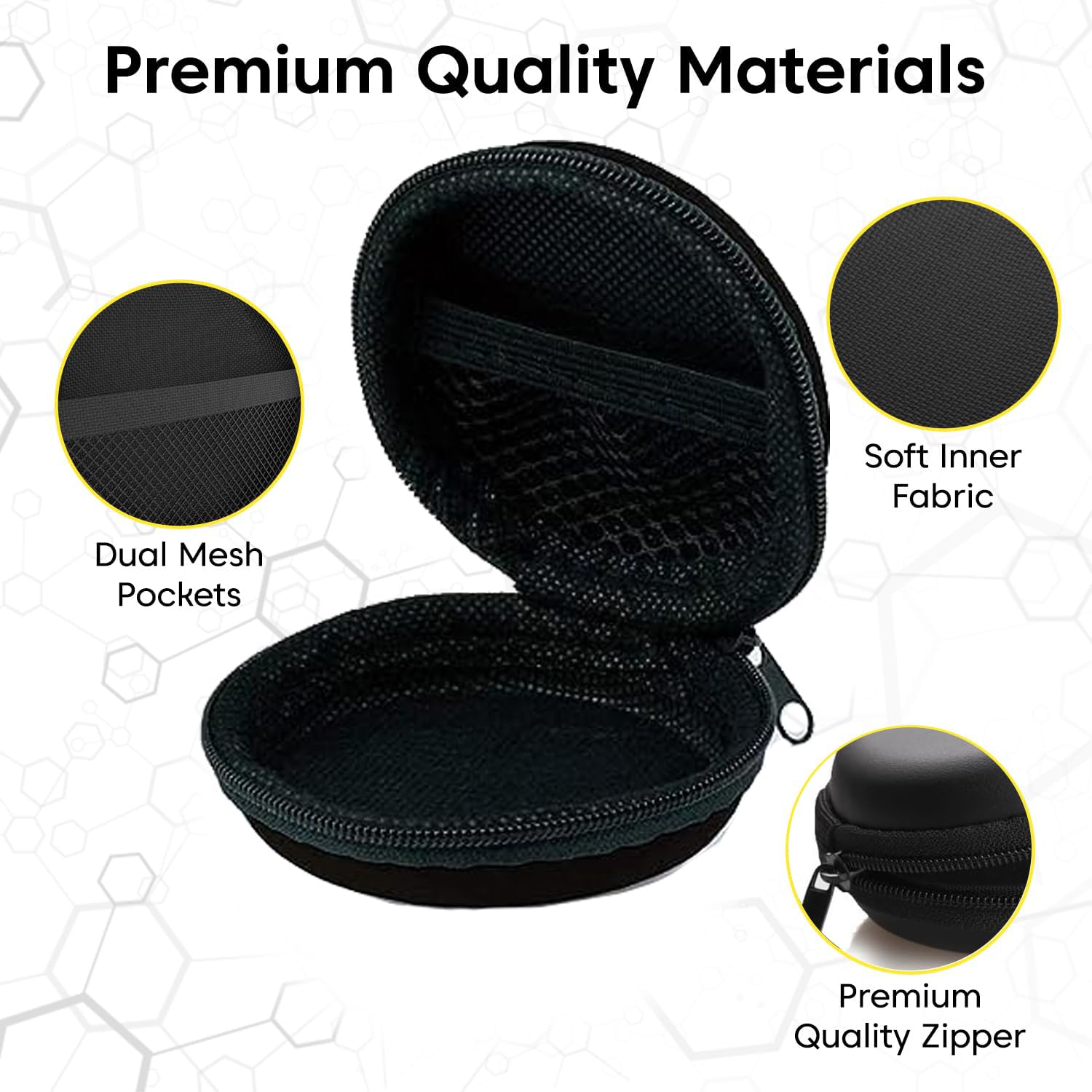 Sounce Multi-Functional Portable Hard Shell Carrying Case for Earphones, Headsets, Pen Drives, SD Cards & Mobile Accessories – Compact Travel Storage Pouch with Shockproof Protection – Black