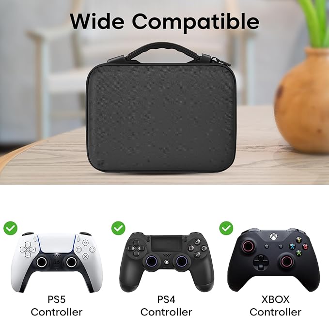 Sounce Premium Polyester Dual Controller Hard Carry Case for PS5, PS4, Xbox, and iPega Controllers