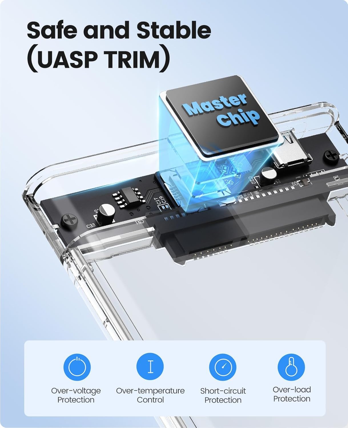 Sounce 2.5" SATA SSD Enclosure Case, SATA to USB C 3.1 Tool-Free External Hard Disk Case with Fast Transfer Speed Up to 6 Gbps & Up to 1TB Storage Capacity Compatible for 2.5 SSD/HDD