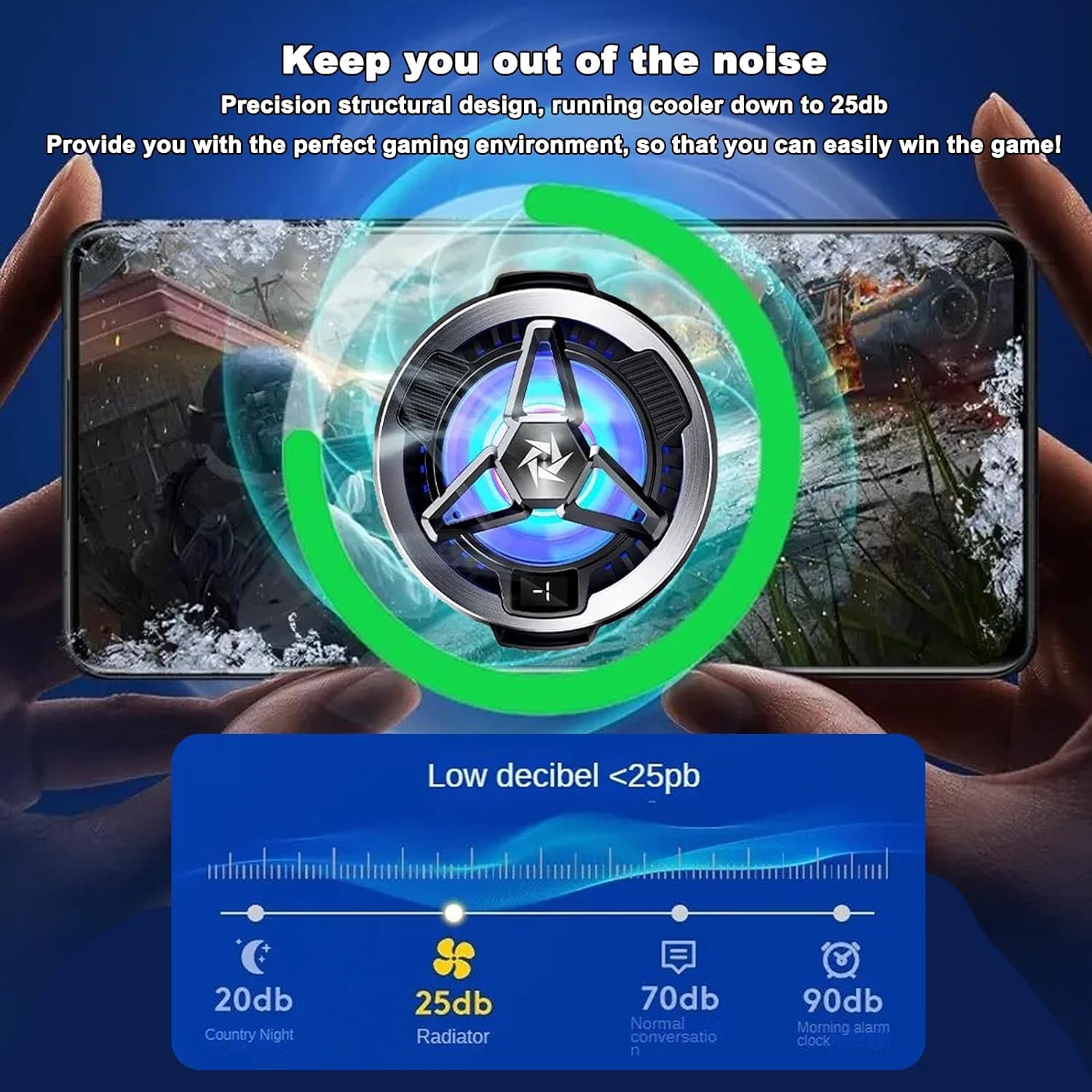 Sounce Phone Cooler, Led Gaming Mobile Cooler With Digital Display & RGB Lights, Magnetic Phone Radiator Fan for iPhone, Smartphones 4.5-7 Inches, Cooling Fan for Live Streaming