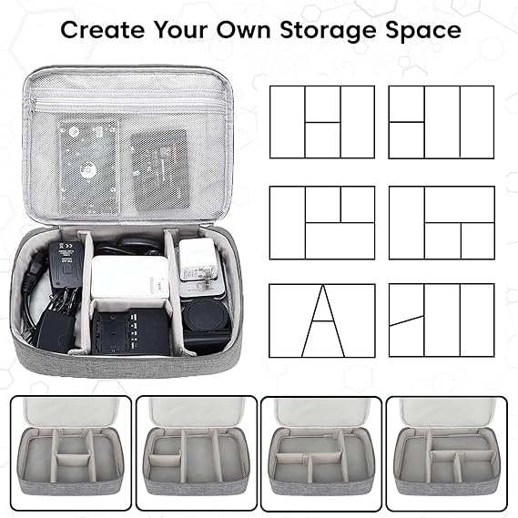 Sounce Double Layer Nylon Gadget Organizer Case – Electronic Accessories Storage Pouch for Cables, Chargers, Power Banks, Hard Disks & More – Travel Utility Bag – 27 x 20 x 9 cm