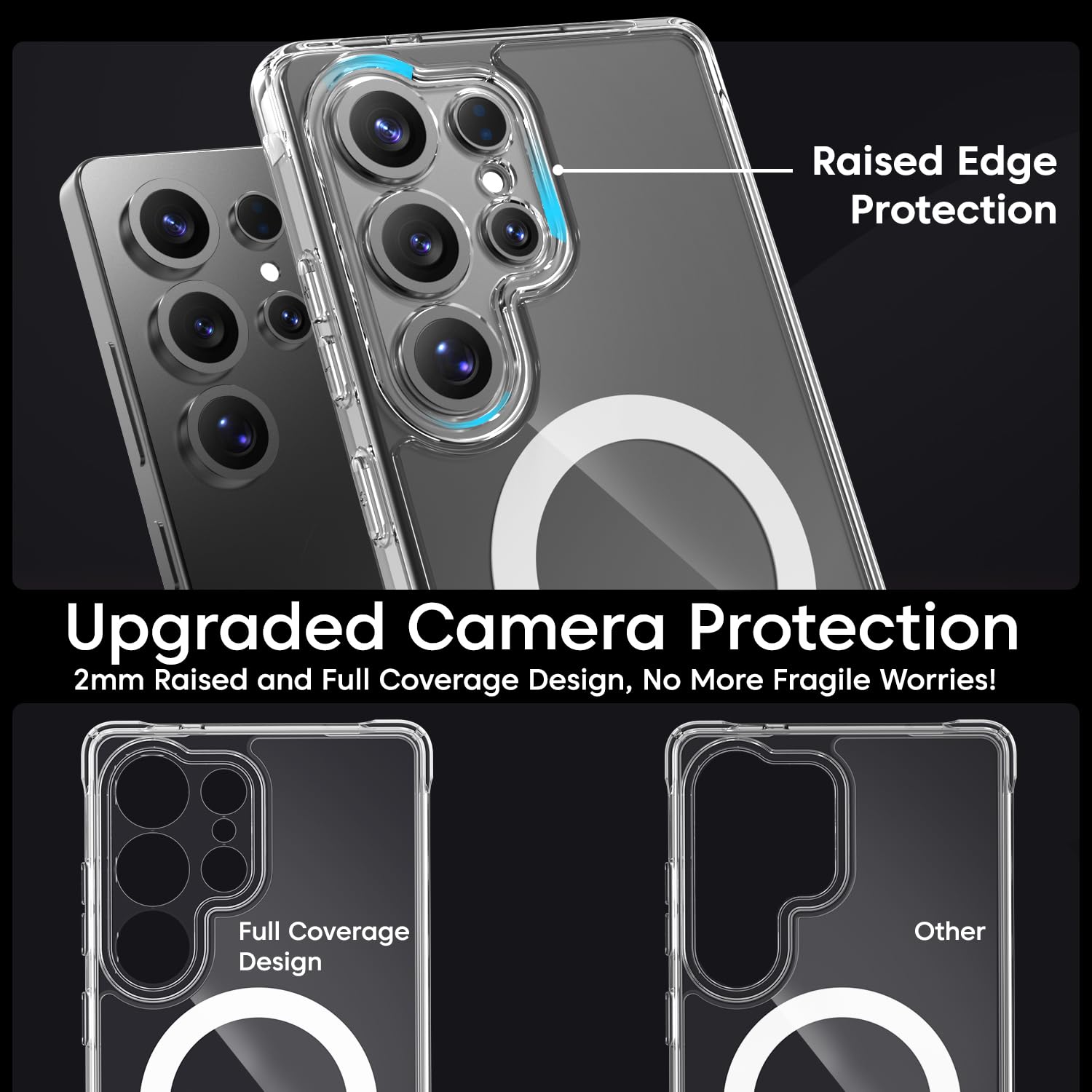 Sounce Samsung Galaxy S25 Ultra Case, Compatible with MagSafe, Magnetic Case for Samsung Galaxy S25 Ultra, Military-Grade Protection, TPU, Classic Hybrid Case (HaloLock), Clear
