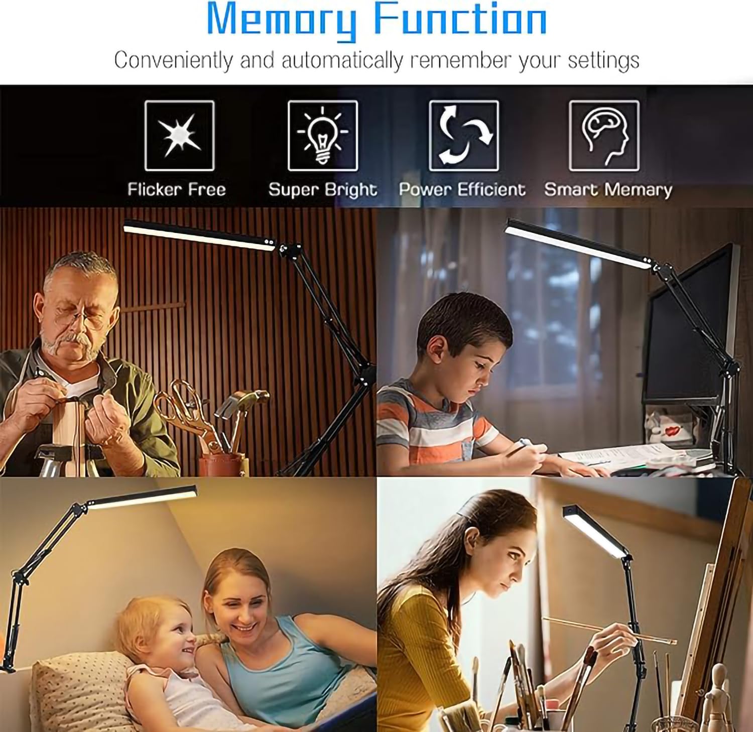 Sounce Table LED Desk Lamp Light with Metal arm Stand | 3 Lighting Modes | Overhead LED Desktop Lamp | USB LED Lamp for Studing, Reading, Home, Office, Desktop, Bedroom, Reading & Multipurpose use