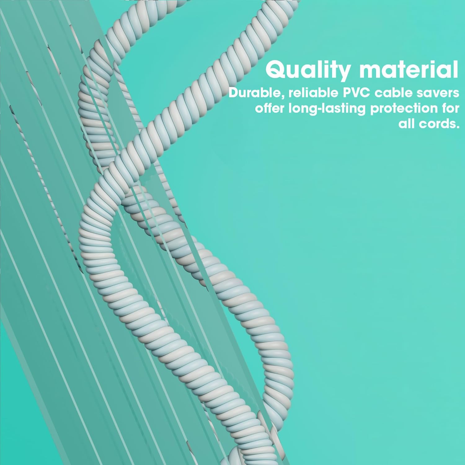 Sounce Spiral Cable Protector, 1.7 Meter Charging Cable Protection Data Cable Protective Sleeve, Cord Saver, Cable Protective Cover for Earphone, Data Wire Cable, Durable PVC - Aqua Blue (Set of 2)