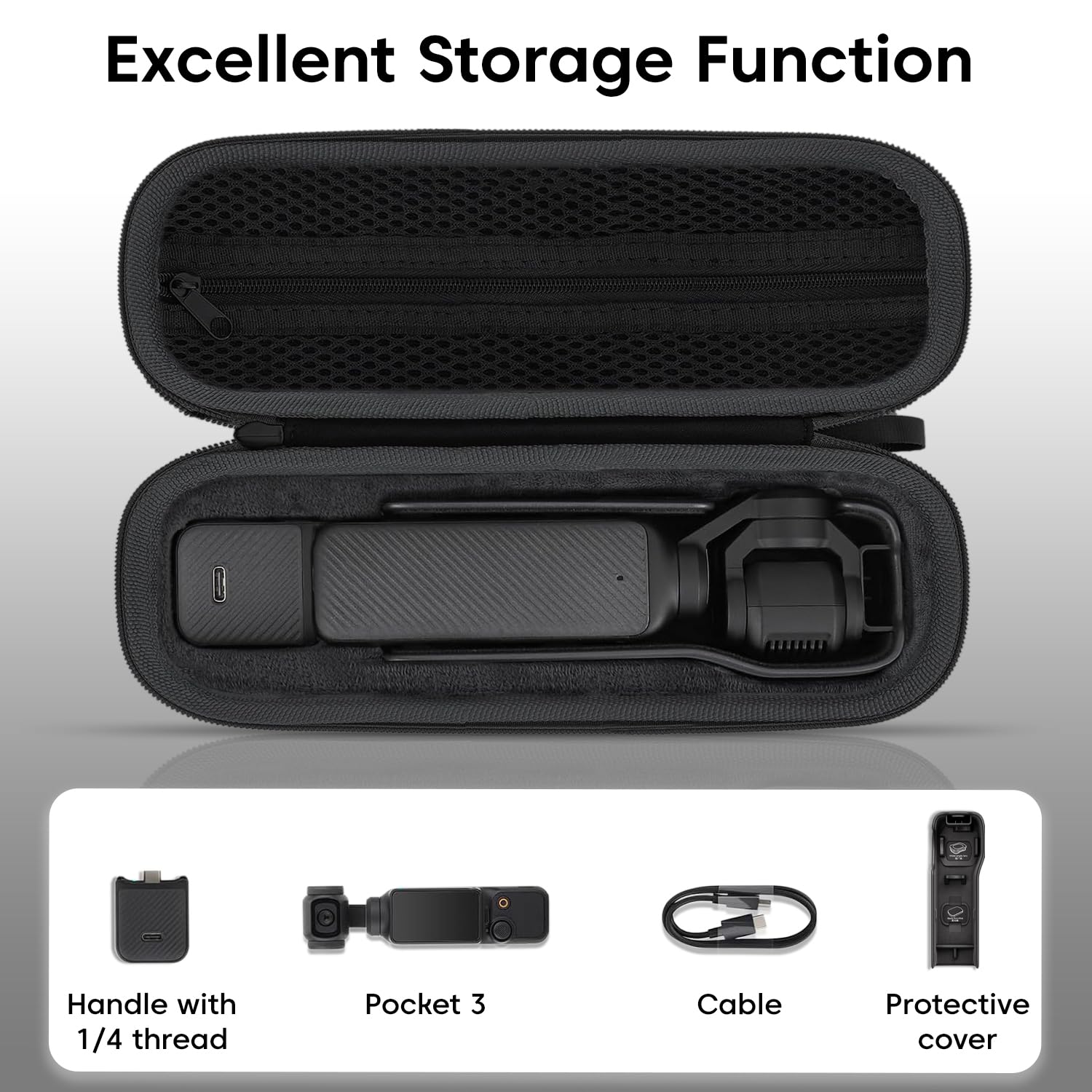 Sounce Portable Carrying Case for DJI Osmo Pocket 3 | Hard EVA Shockproof Travel Storage Case for Pocket 3 Camera & Accessories | Water-Resistant & Dustproof with Secure Strap (Black)