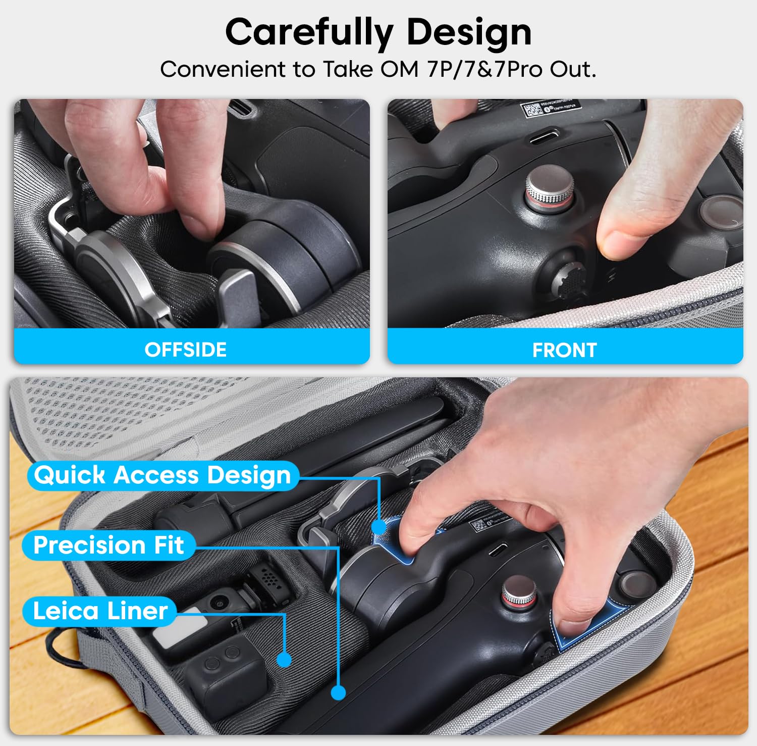 Sounce Osmo Mobile 7P Case Portable PU Shoulder Bag for DJI Osmo Mobile 7/7P & OM 7 Pro Gimbal Stabilizer, Waterproof Travel Carrying Case with Accessory Storage & Adjustable Strap