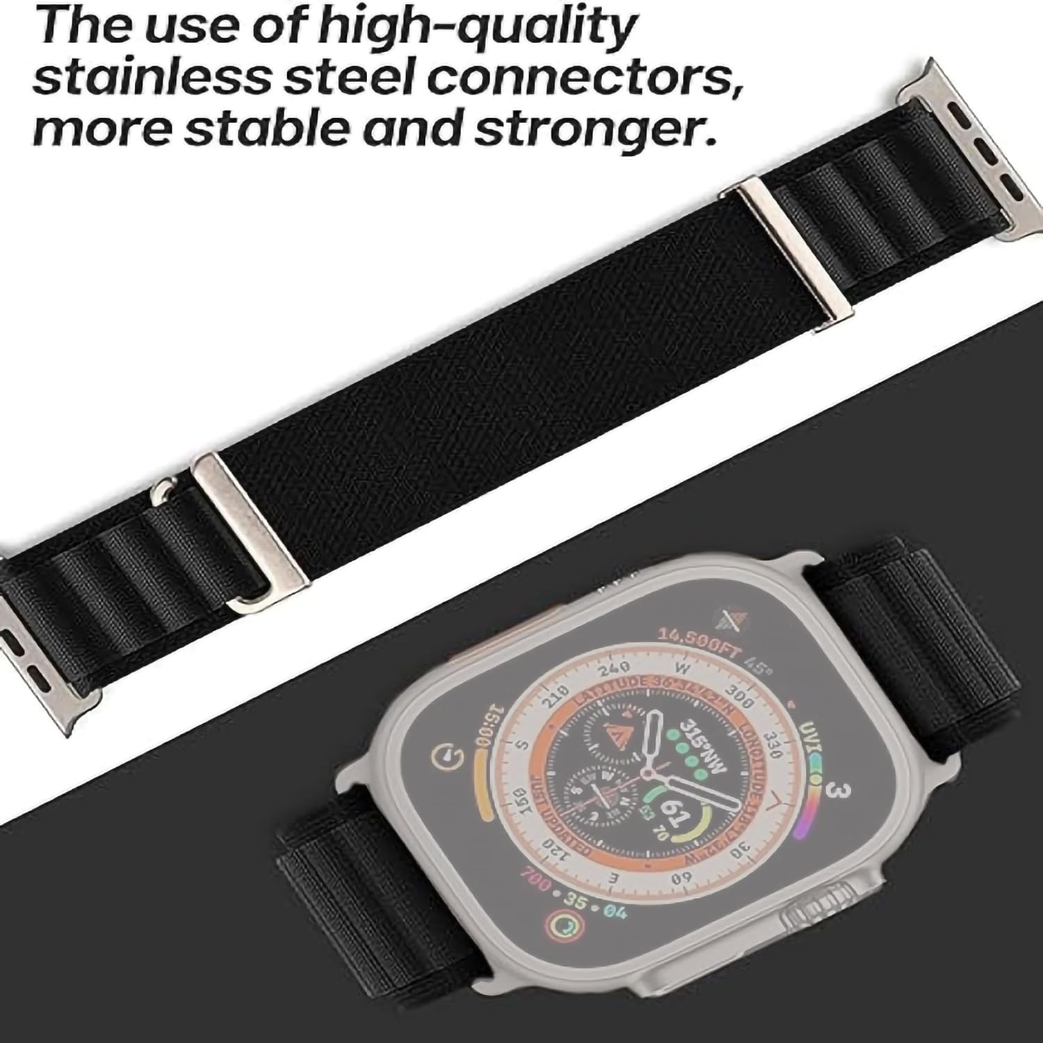 Sounce Trail Loop Nylon Strap with G-Hook Band for iWatch 49mm 45mm 44mm 42mm, Sport Bracelet for Men & Women, Soft Stretchy Bands for iWatch Ultra/Ultra 2 Series 8 7 6 5 4 3 2 1 SE - Set of 4