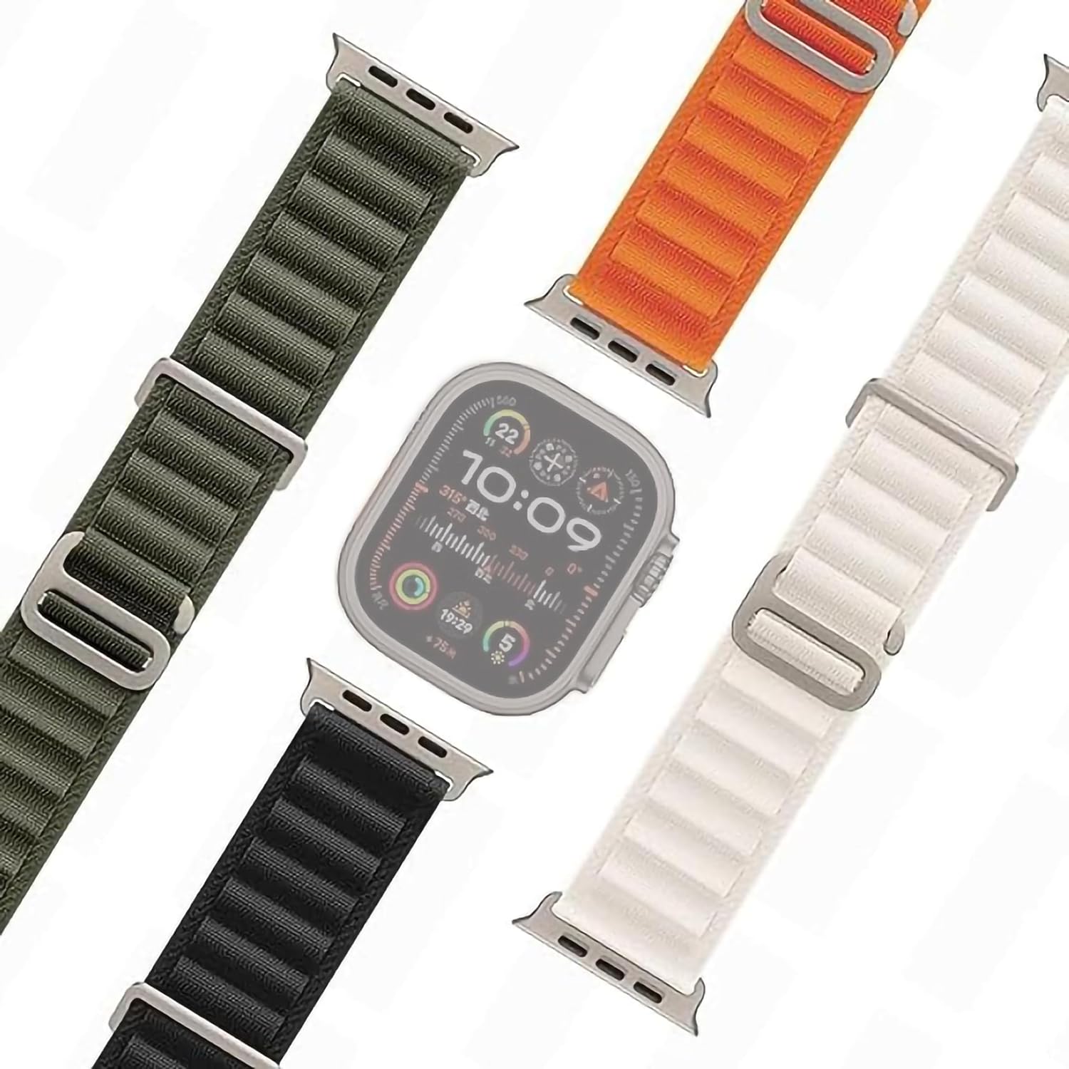 Sounce Trail Loop Nylon Strap with G-Hook Band for iWatch 49mm 45mm 44mm 42mm, Sport Bracelet for Men & Women, Soft Stretchy Bands for iWatch Ultra/Ultra 2 Series 8 7 6 5 4 3 2 1 SE - Set of 4