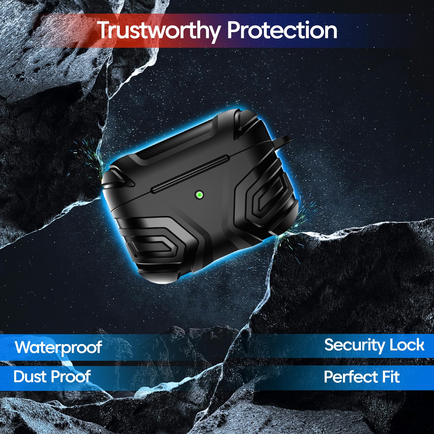 Sounce Rugged AirPod Cover Case for AirPods 4th Generation (2024) with Active Noise Cancellation – Full Body Shockproof Protection + 3-in-1 Cleaning Kit