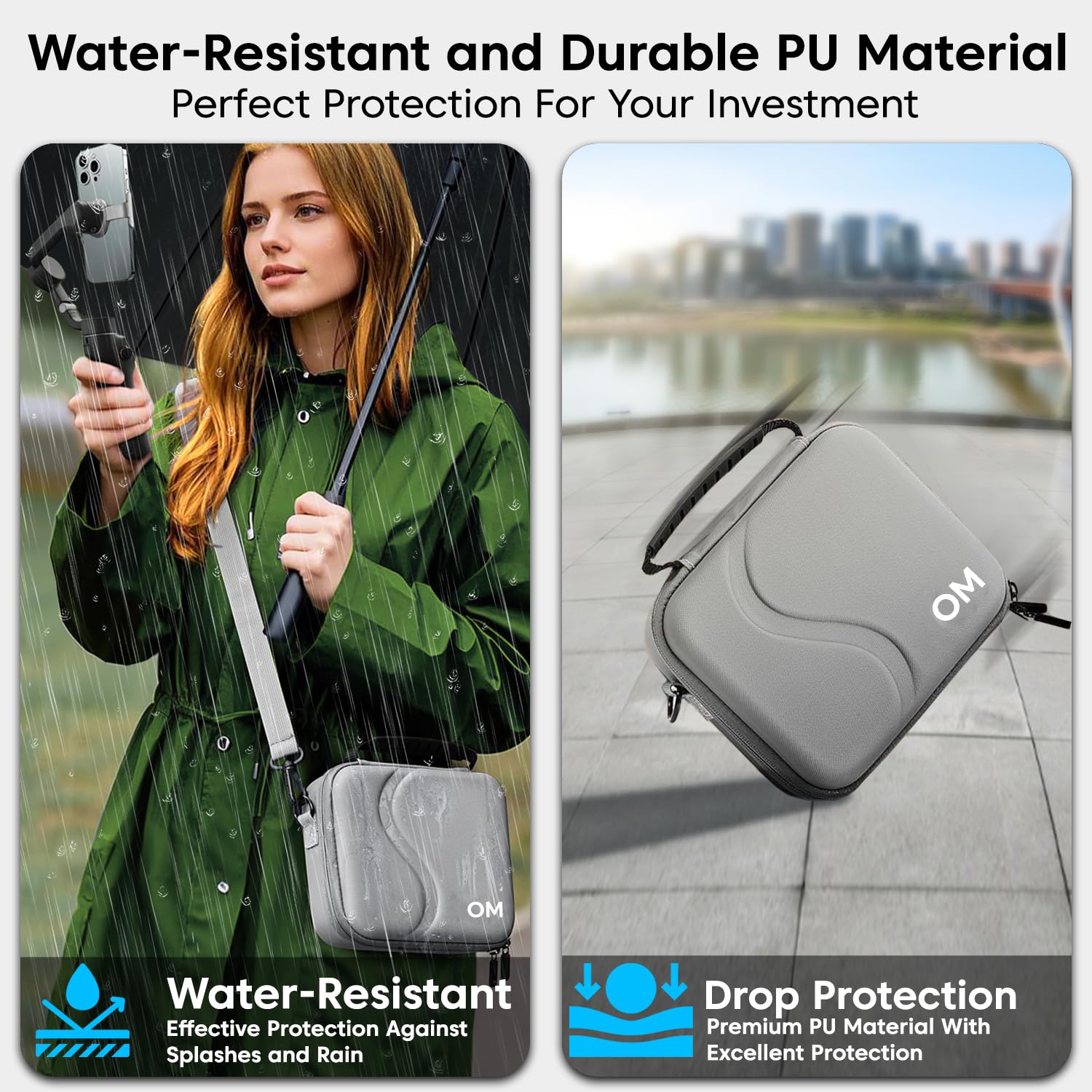 Sounce Osmo Mobile 7P Case Portable PU Shoulder Bag for DJI Osmo Mobile 7/7P & OM 7 Pro Gimbal Stabilizer, Waterproof Travel Carrying Case with Accessory Storage & Adjustable Strap