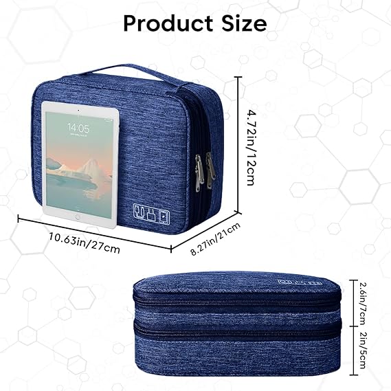 Sounce Double Layer Nylon Gadget Organizer Case – Electronic Accessories Storage Pouch for Cables, Chargers, Power Banks, Hard Disks & More – Travel Utility Bag – 27 x 20 x 9 cm