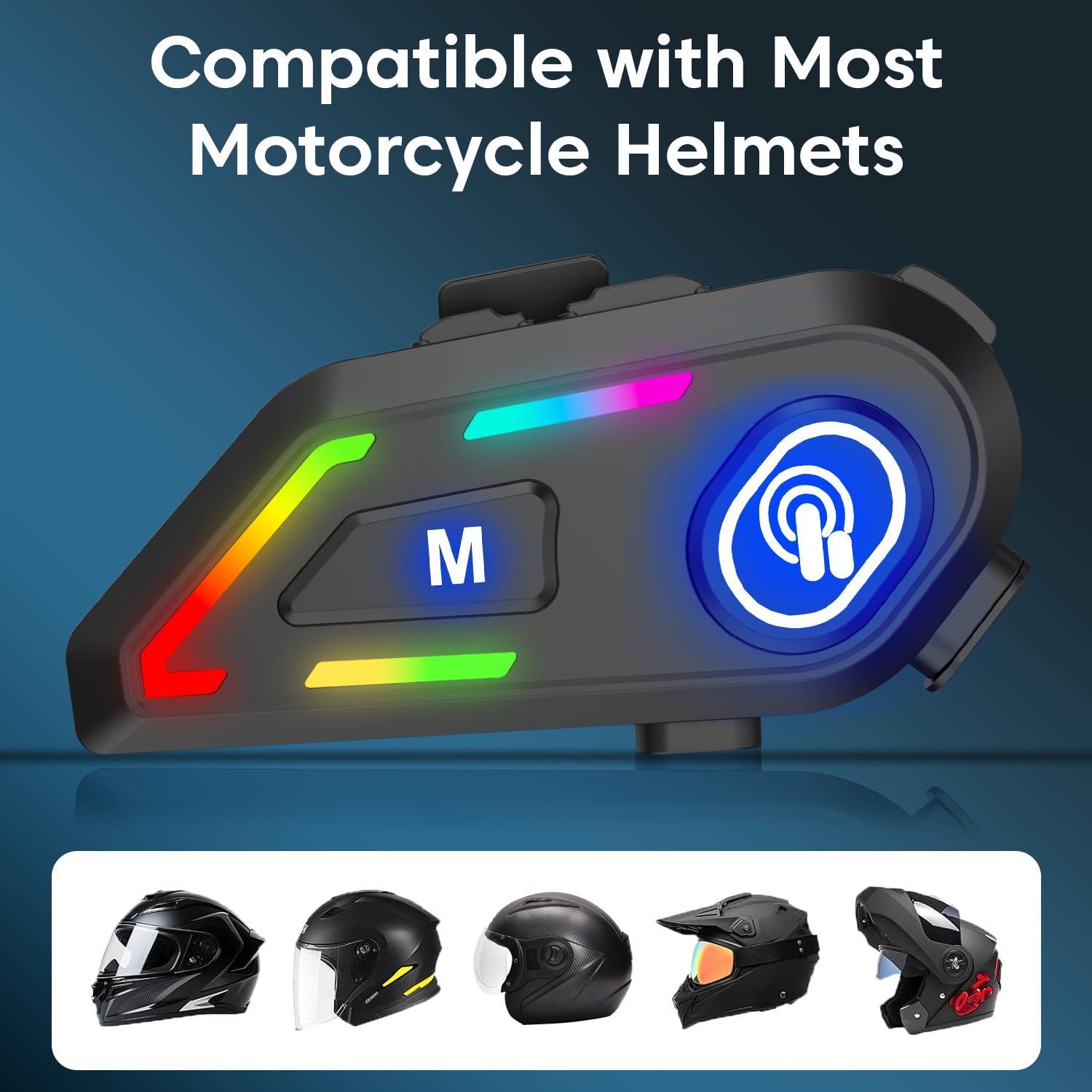 Sounce Jarvis Voyager Bluetooth Helmet Headset – Wireless Motorcycle Intercom with Voice Control & GPS