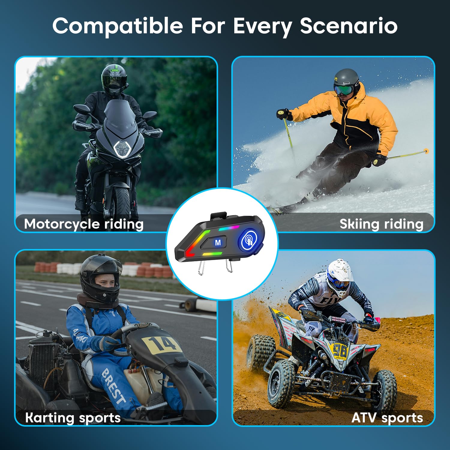 Sounce Jarvis Voyager Bluetooth Helmet Headset – Wireless Motorcycle Intercom with Voice Control & GPS
