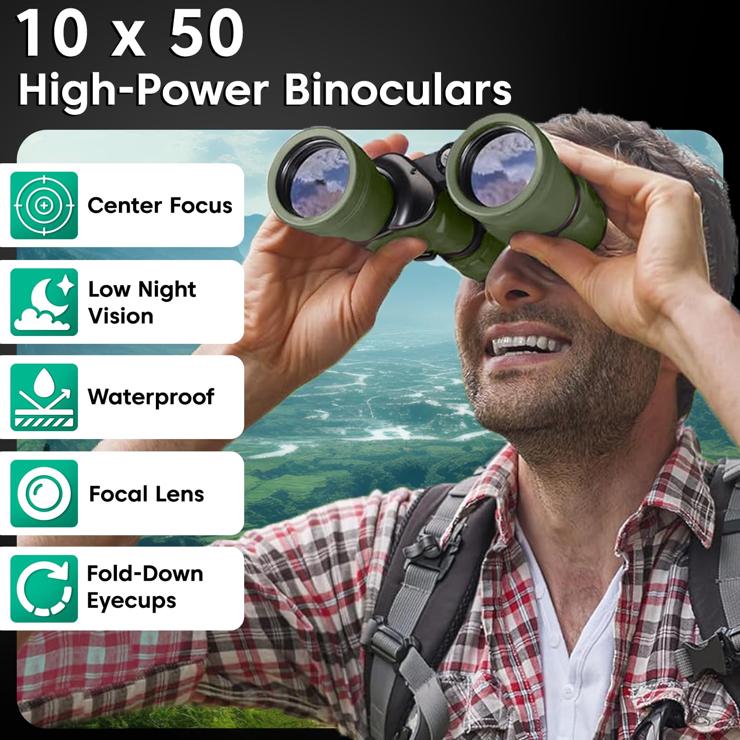 Sounce 12x50 HD Binoculars – Long Distance BAK-4 Prism Optics for Bird Watching & Outdoor Use