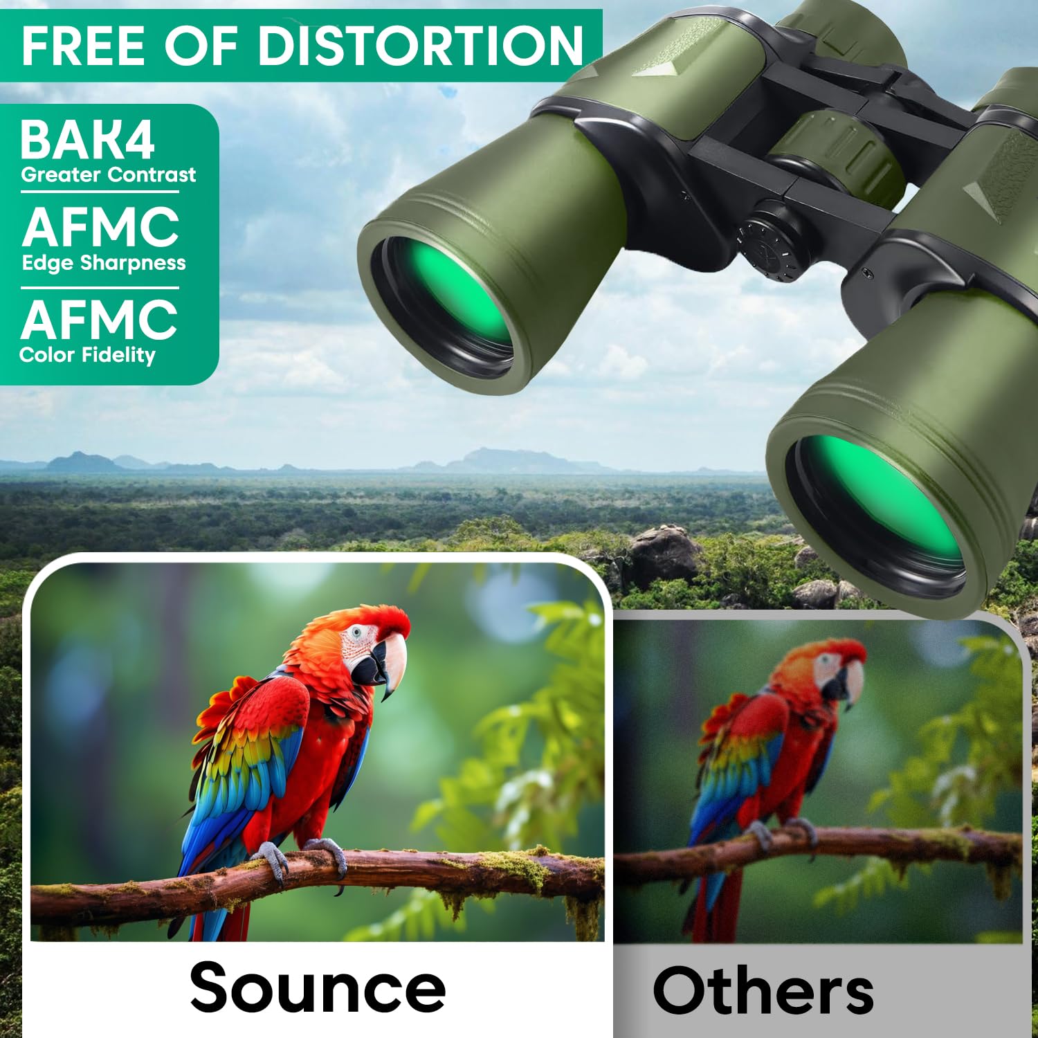 Sounce 12x50 HD Binoculars – Long Distance BAK-4 Prism Optics for Bird Watching & Outdoor Use