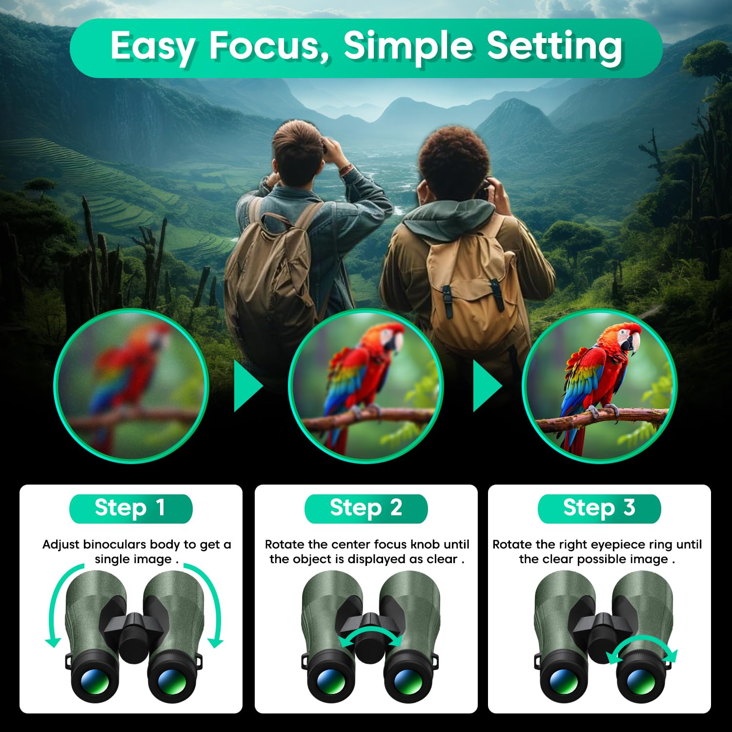 Sounce 15x52 UHD Binoculars – Waterproof Long Distance Optics with Phone Adapter