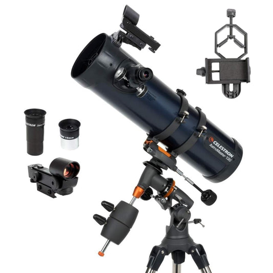 Celes-tron AstroMaster 130EQ Telescope with Lens – Powerful Reflector Telescope for Astronomy Beginners and Enthusiasts