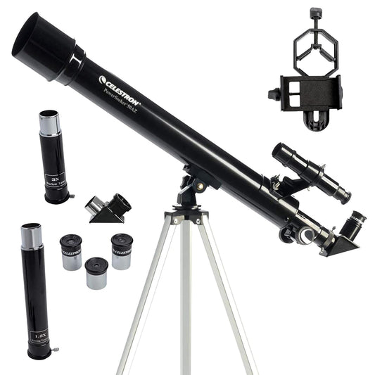 Celes-tron PowerSeeker 50AZ Telescope – Manual Alt-Azimuth Refractor Telescope for Beginners with Bonus Astronomy Software – Compact & Portable – 50mm Aperture