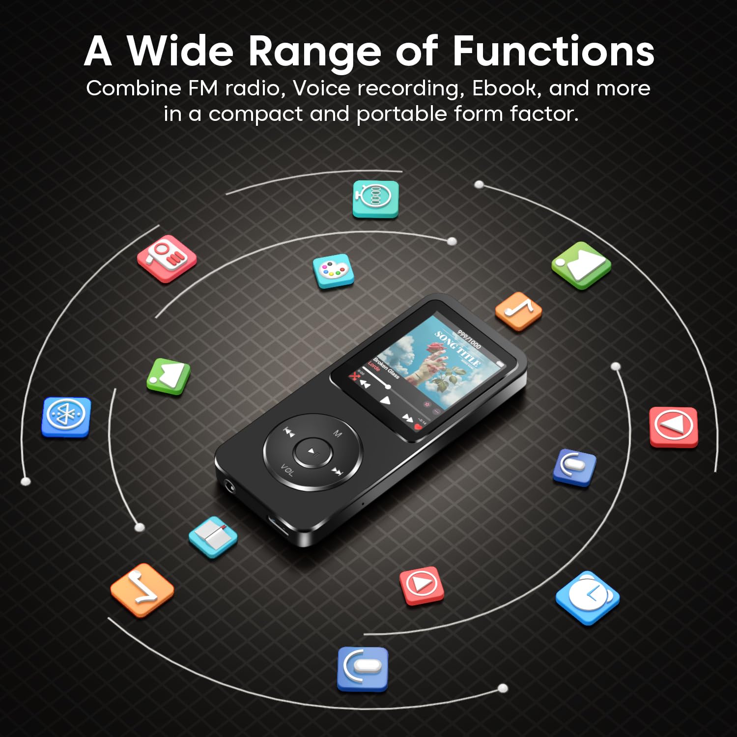 Sounce 16GB MP3 Player with Bluetooth 5.4 – HiFi Lossless Music, FM Radio, Voice Recorder & E-Book