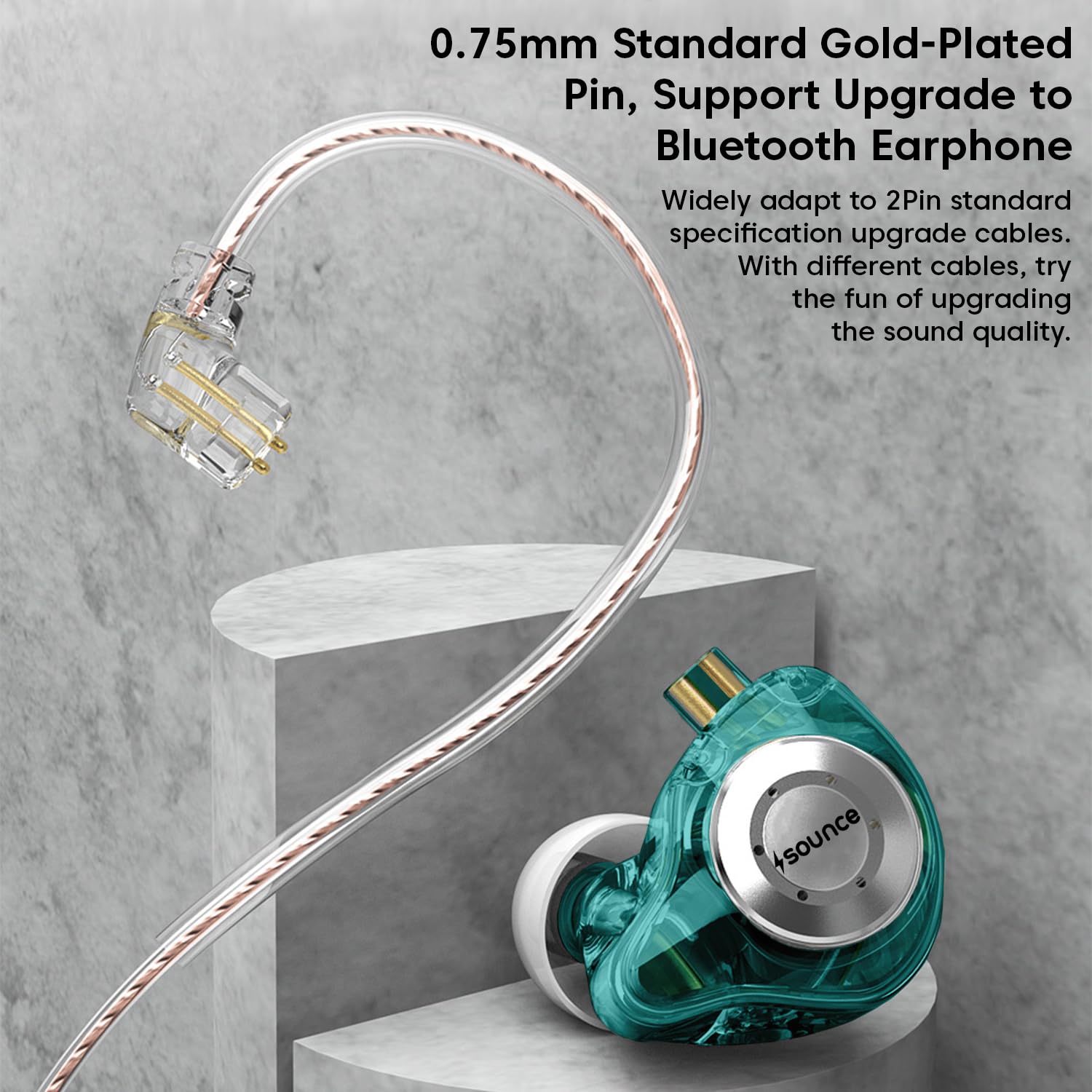 Sounce EDX Pro IEM Earphones - HiFi Stereo Dual Driver In-Ear Monitors (Cyan)