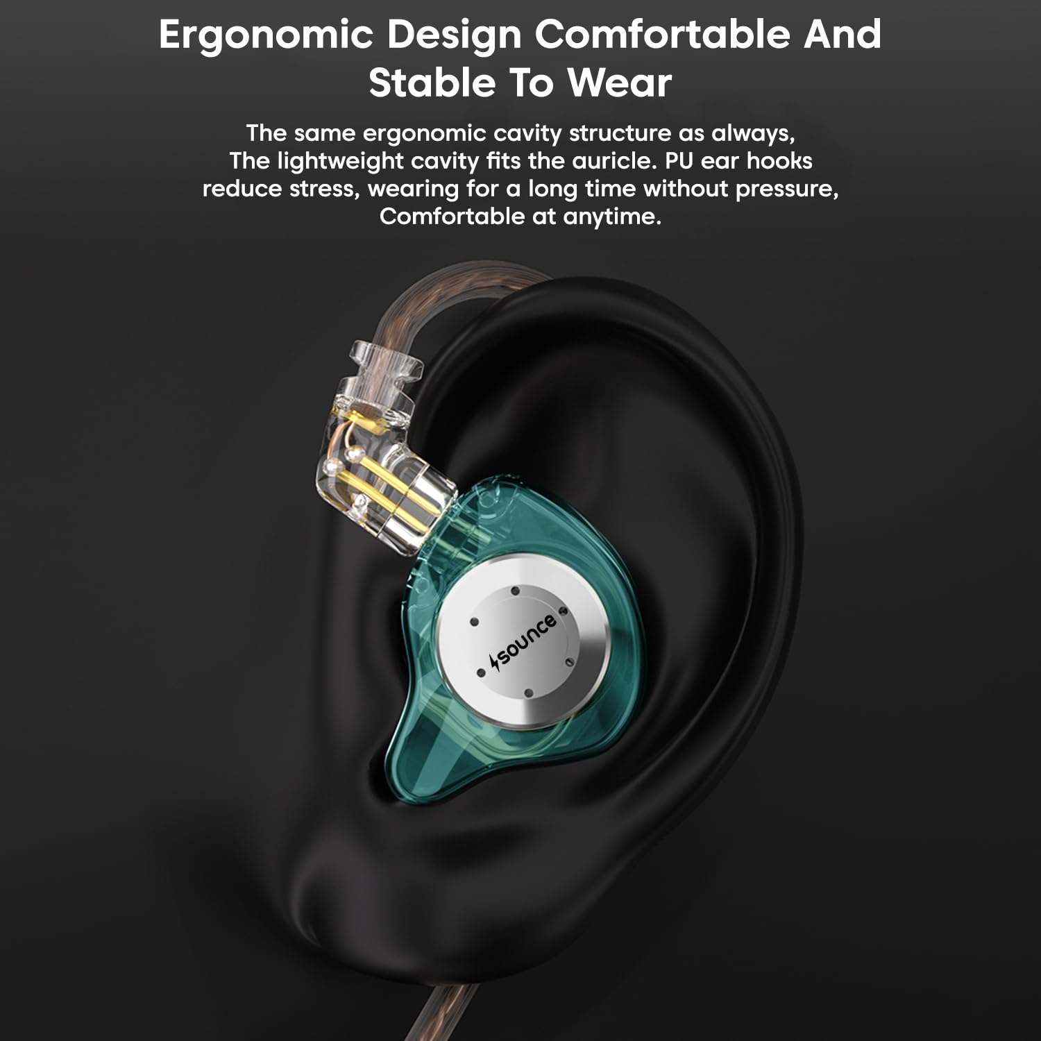 Sounce EDX Pro IEM Earphones - HiFi Stereo Dual Driver In-Ear Monitors (Cyan)