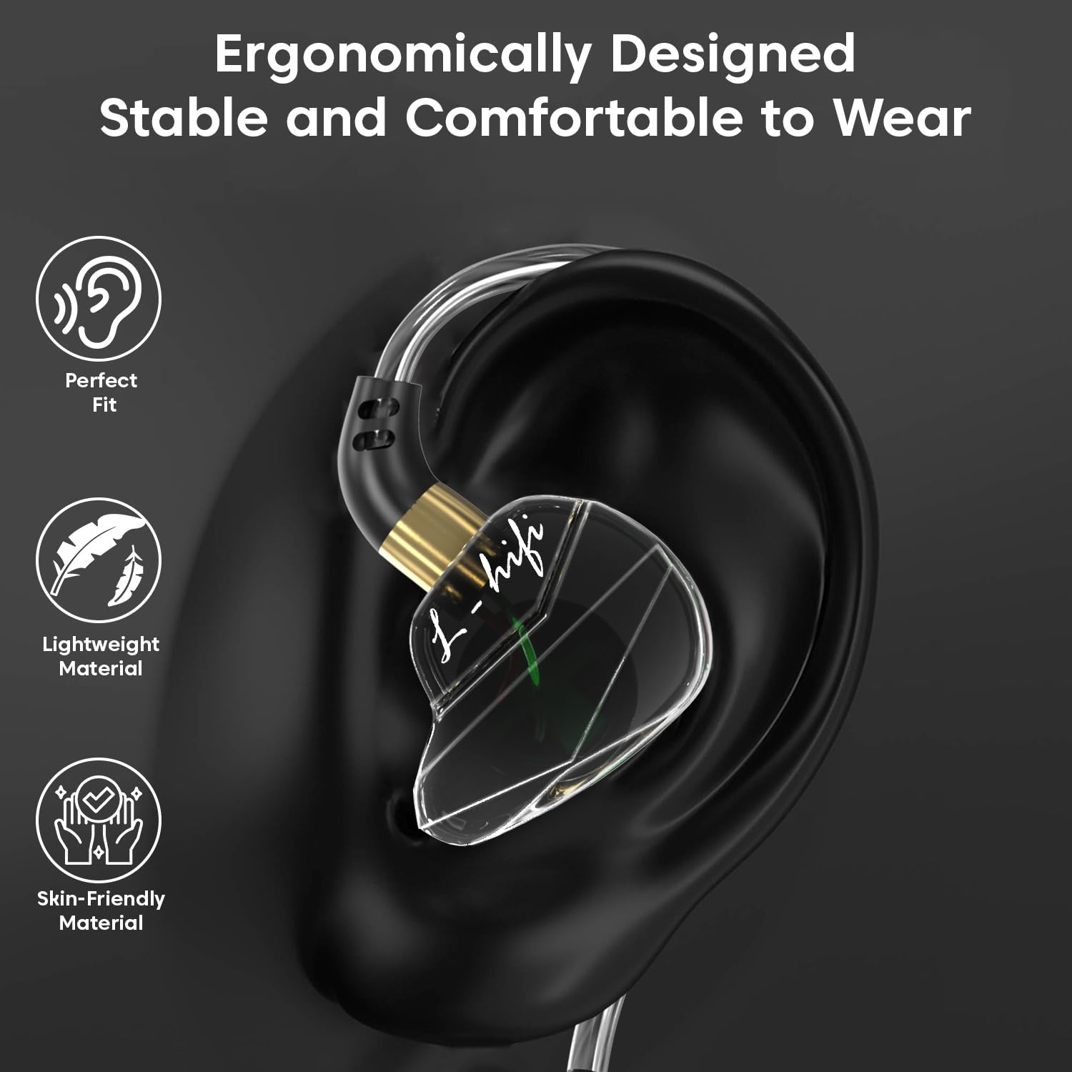 Sounce Type-C Wired IEM Earphones | 14.2mm Dynamic Drivers, HD Mic, Anti-Tangle 1.2m Cable & Ergonomic In-Ear Monitor Design (Black)