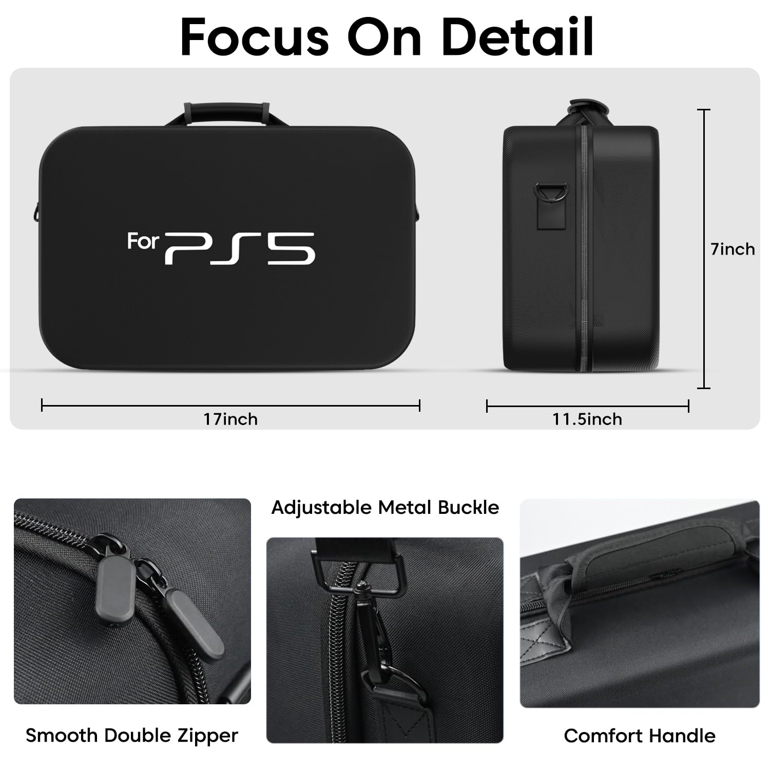 Sounce Premium Hard Shell Travel Briefcase for PS5 Console – Shockproof & Waterproof Carrying Case for PlayStation 5 with 2-Tier Storage, Shoulder Strap – Fits Console, Controllers Accessories – Black