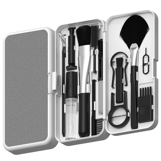Sounce 19-in-1 Electronic Cleaning Kit | Built-in Phone Holder & SIM Card Remover | Multi-Tool for Mobiles, Laptops, Cameras, Keyboards & Earbuds (White)