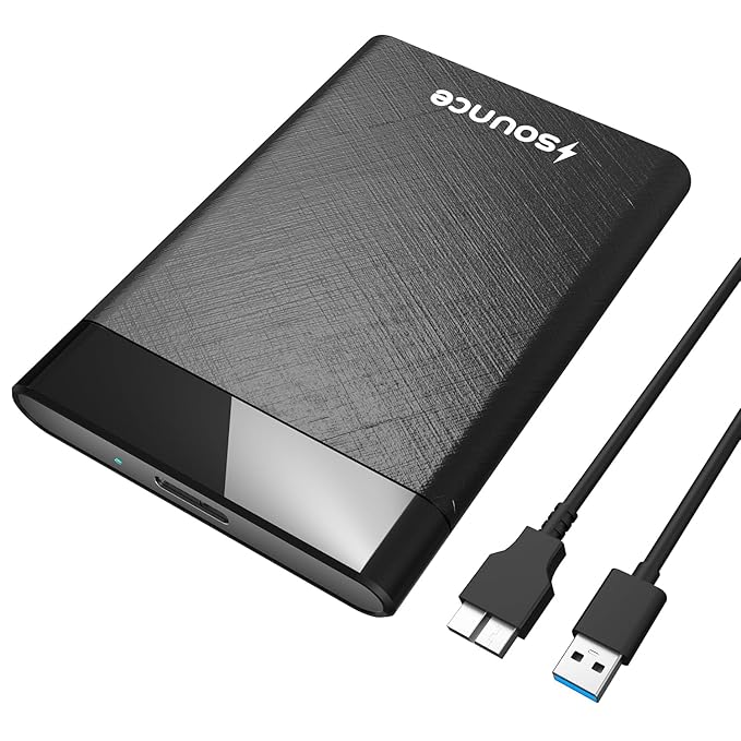 Sounce 2.5-Inch SATA to USB Type-C 3.1 External HDD/SSD Enclosure | 6Gbps UASP Speed | Tool-Free Design | Compatible with 7mm & 9.5mm Drives up to 6TB | Plug & Play | Shockproof Portable Case (Type C)