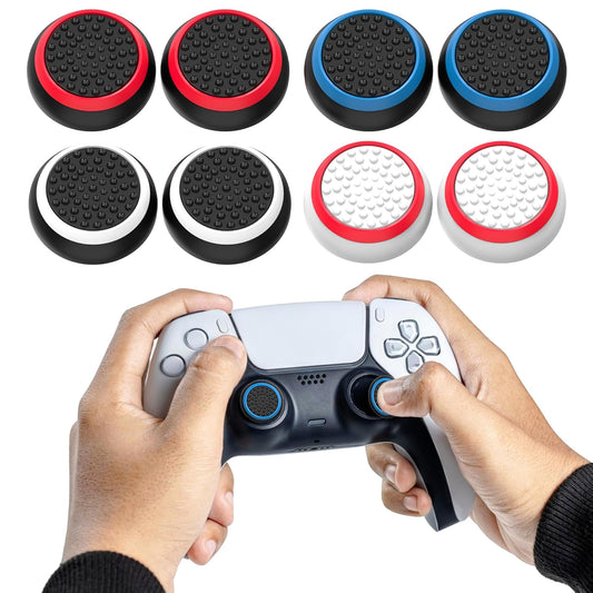 Sounce 8 Pcs Controller Thumb Grips for PS5/PS4/Xbox One/360/Switch – Anti-Slip Joystick Caps for PS5 Remote Controller & Gamepads, Soft Silicone Thumb Stick Covers for Enhanced Grip & Protection