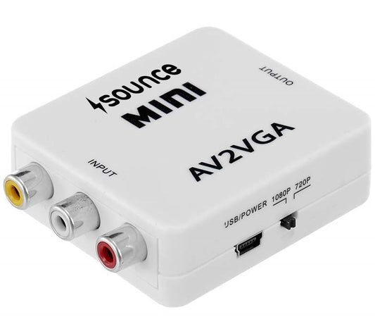 Sounce AV RCA to VGA Adapter Audio Video Converter,Composite AV to VGA 3.5mm TV Video Playing Adapter 1080p with USB Power Cable VCD DVD Projector TV Set Top Box