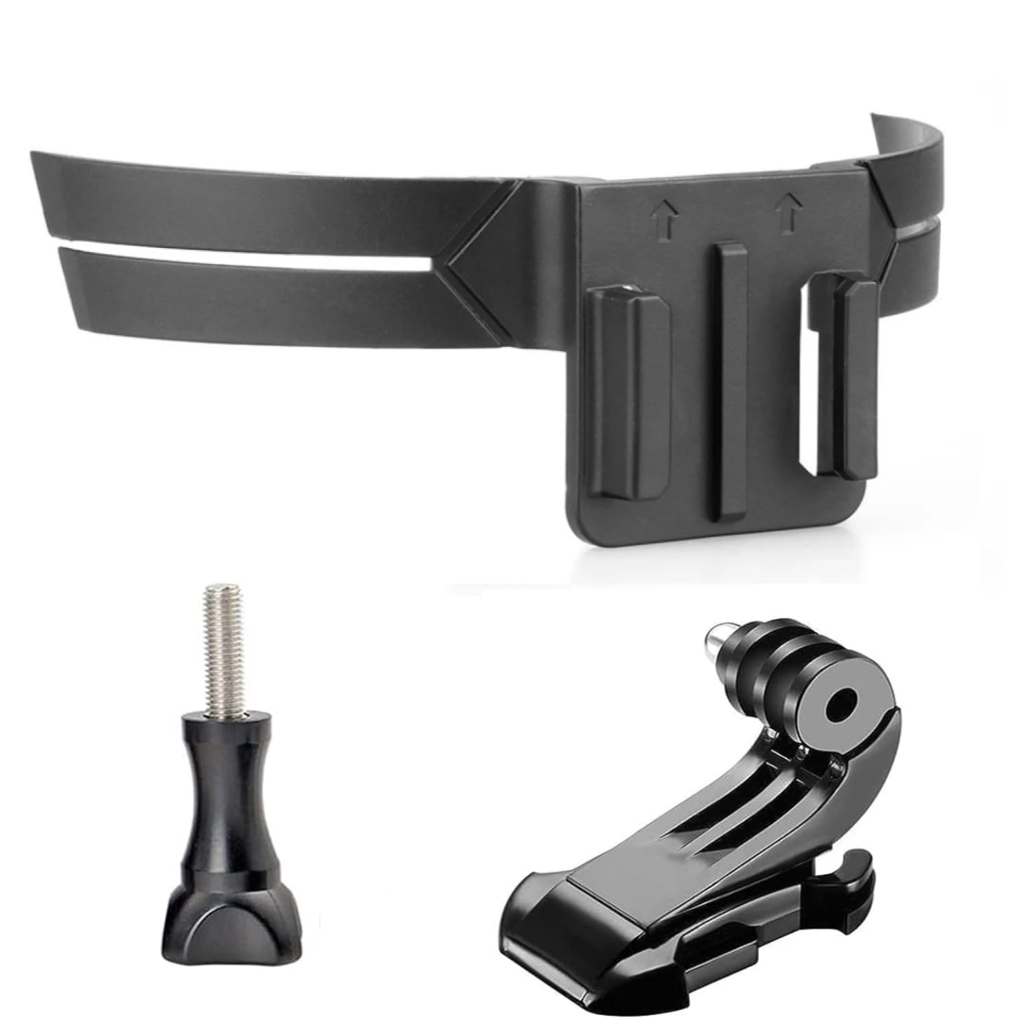 Sounce Action-cam Compatible Chin Mount for Motorcycle with J-Hook and Screw Helmets Secure and Convenient Helmet for GoPro and Action Cameras with Speed 160kmph - Black