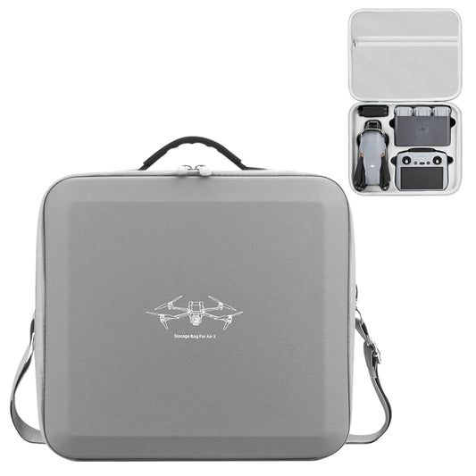 Sounce Air 3 Portable Carry Bag – Hard Shell PU Protective Travel Storage Case with Adjustable Shoulder Strap – Custom Compartments for DJI Air 3 / Air 3S Drone, RC Controller – Grey