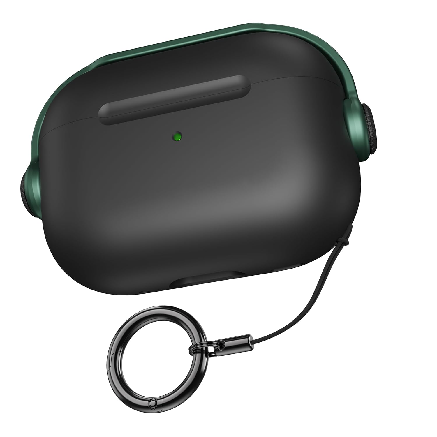 Sounce Antilost Lid Case Shell for Airpods pro 2 Case Cover with Lanyard, Full Protection Tough Shockproof Lock Cover Compatible with Airpods pro 2 Gen-2 (2022, 2023) with Carabiner - Black & Green