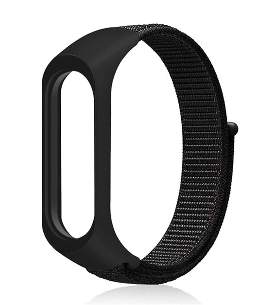 Sounce Black Nylon Adjustable Xiaomi Mi Band 3/ Mi Band 4/ Mi Band 5/ Mi Band 6 Watch Strap Band Bracelet (Not Compatible with Mi Band 1/2)