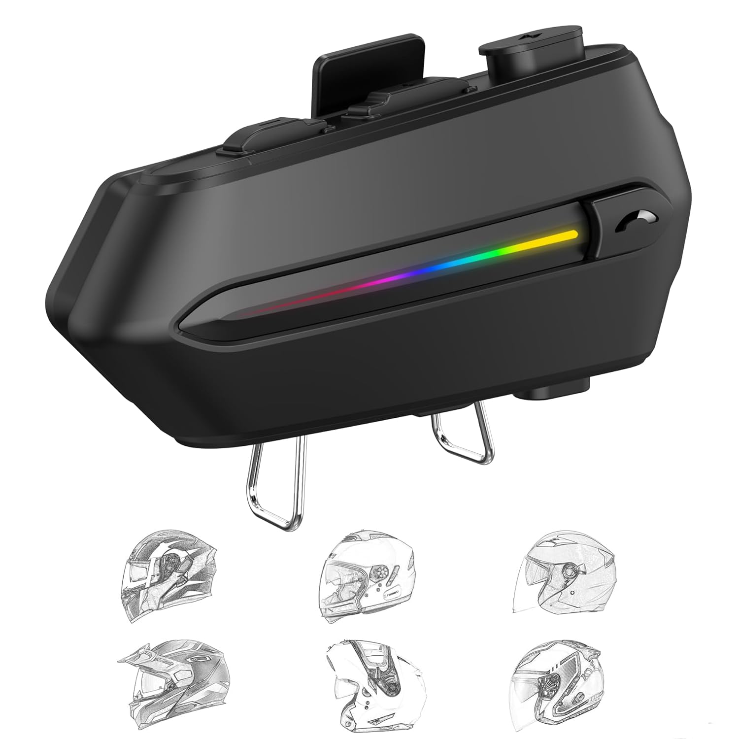 Sounce C5S Bluetooth Helmet Headset – Wireless Dual Earphones with 50mm HD Speakers, IP67 Waterproof, Auto Call Answer, Voice Assistant, 800mAh Battery, V5.4 Wireless Compatible with All Helmets